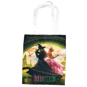 Wicked Movie Musical Glinda Elphaba Pink Green Canvas Shoulder Shopping Tote Bag
